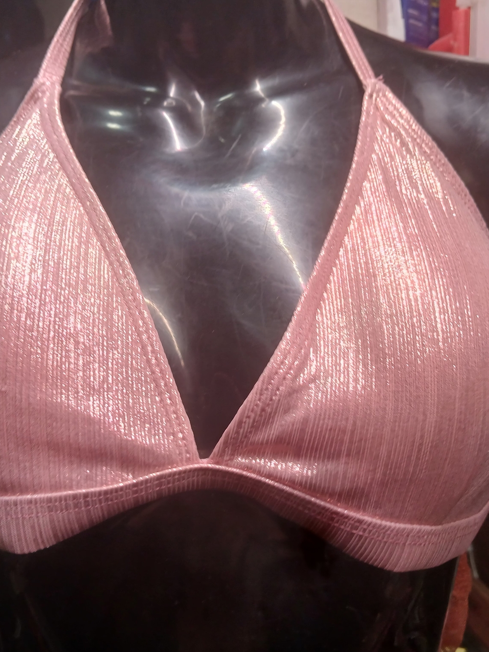Women’s Shimmery Pink Triangle Bralette